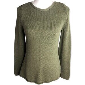 Jamison Lace Up Back Olive Green Long Sleeve Pullover Sweater